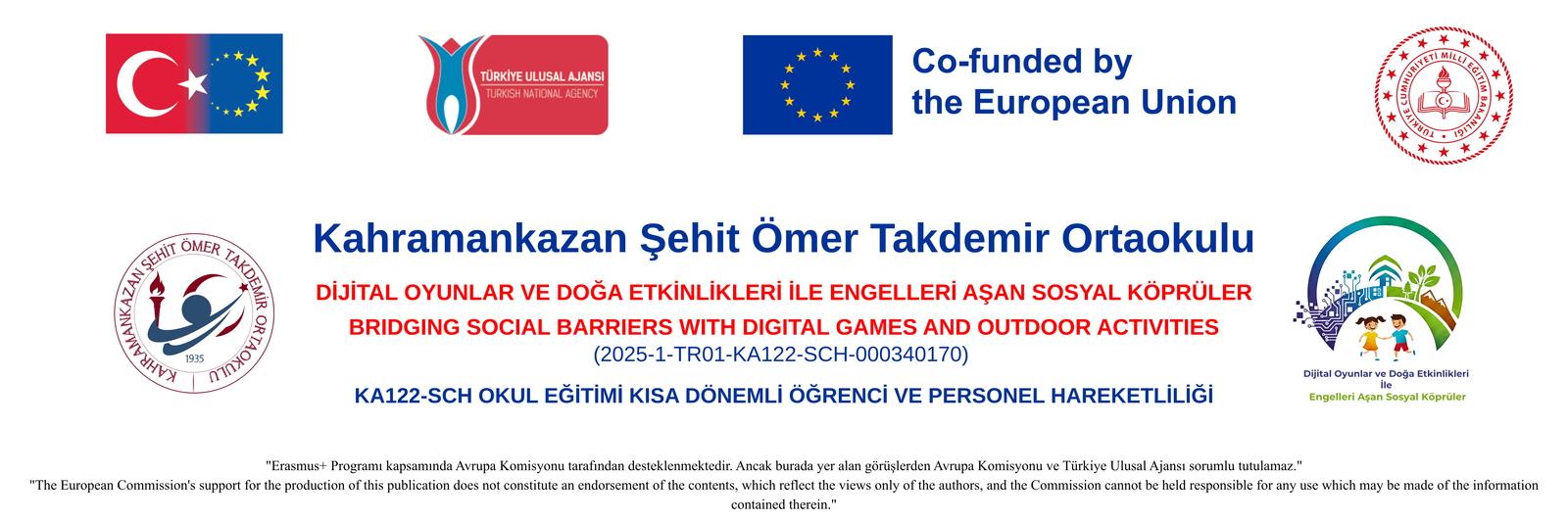 Kahramankazan Şehit Ömer Takdemir Ortaokulu Erasmus+ proje kurumsal kimlik görseli